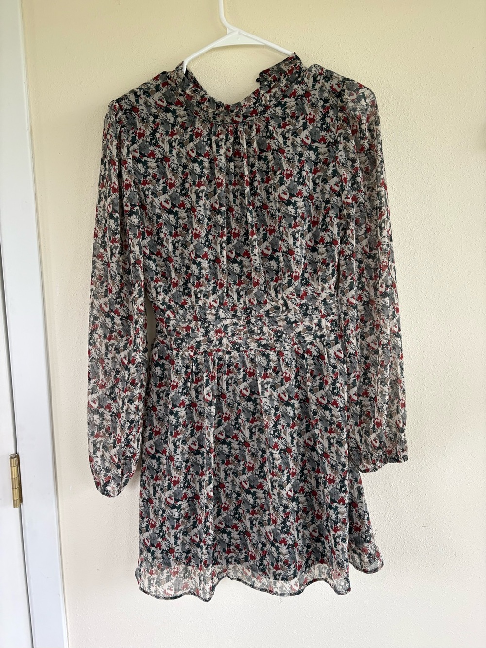 Sage the Label High Neck Muted Floral Cinched Waist Dress Size Small
